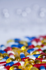 Composition with variety of drug pills background