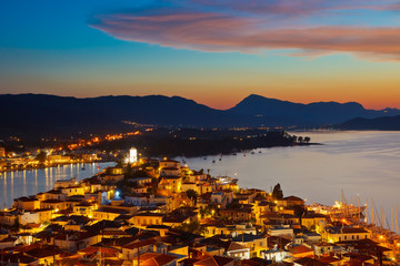 Greek island Poros at night