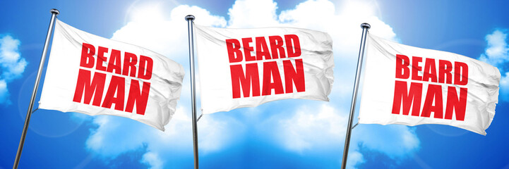 beard man, 3D rendering, triple flags