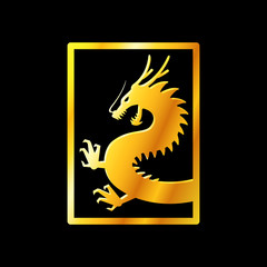 Dragon logo, dragon vector, gold, silhouette