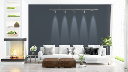 Modern bright interior . 3D rendering