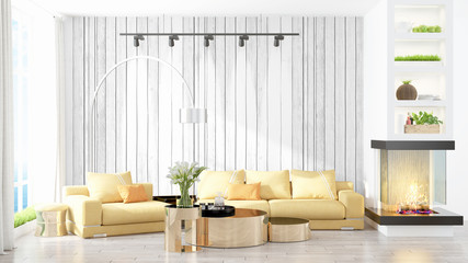 Modern bright interior . 3D rendering