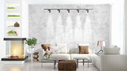 Modern bright interior . 3D rendering