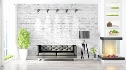 Modern bright interior . 3D rendering