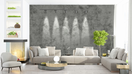 Modern bright interior . 3D rendering