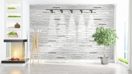 Modern bright interior . 3D rendering