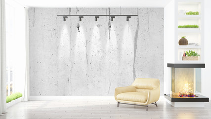 Modern bright interior . 3D rendering