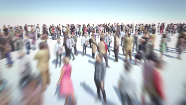 World of People. Thousands of people formed the globe icon. Camera zoom out. 4k.