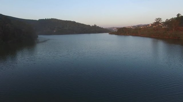 Flying over a lake in Brazil