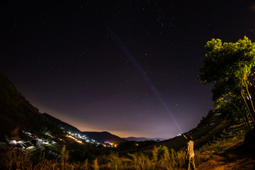 Milky Way galaxy, on the mountains.