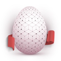 Illustration of Vector Easter Egg. Happy Easter Painted Vector Egg with Ribbon Banner and DOF Photography Effect Isolated on White Background