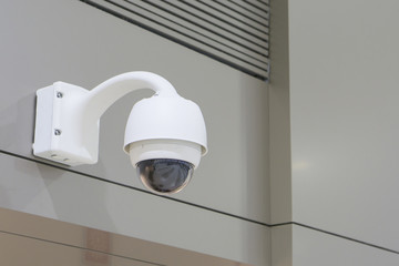 CCTV Camera Operating inside a station or department store,selective focus