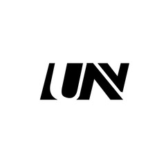 initial letter UN black color logo vector