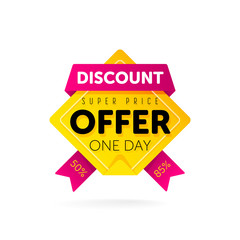 Discount tag with special offer sale sticker isolated on white background. Vector sale label with promo offer.