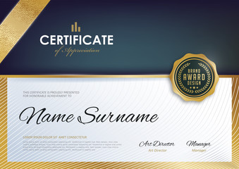 certificate template with luxury and modern pattern,diploma,Vector illustration 
