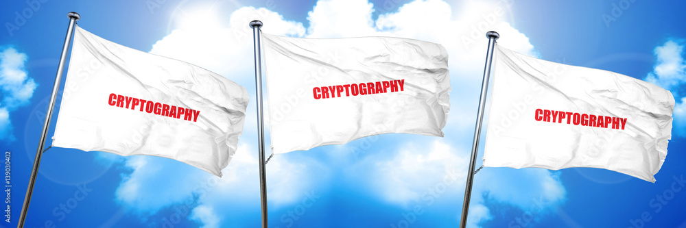 Poster cryptography, 3d rendering, triple flags