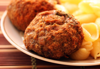 Tasty burger and a pasta,dish for lunch