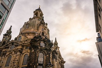 Obraz premium Dresden Frauenkirche Exterior City Landscape Square Marktplatz Center Architecture Beautiful Religious Monument