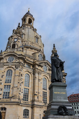 Fototapeta na wymiar Dresden Frauenkirche Exterior City Landscape Square Marktplatz Center Architecture Beautiful Religious Monument