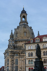 Fototapeta na wymiar Dresden Frauenkirche Exterior City Landscape Square Marktplatz Center Architecture Beautiful Religious Monument
