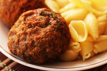 Tasty burger and a pasta,dish for lunch