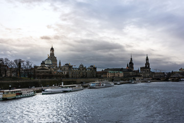 Fototapeta premium Dresden Germany Europe Cityscape Landscape River Bridge Elbe Sunrise Sunset Outdoors Beautiful Tourism Travel