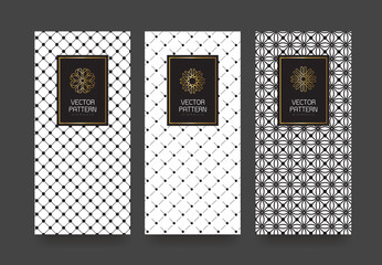 Vector set packaging templates black and white geometric pattern for luxury products.logo design with trendy linear style.vector illustration