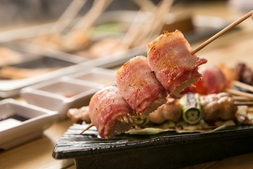 Japanese izakaya style bacon skewer 