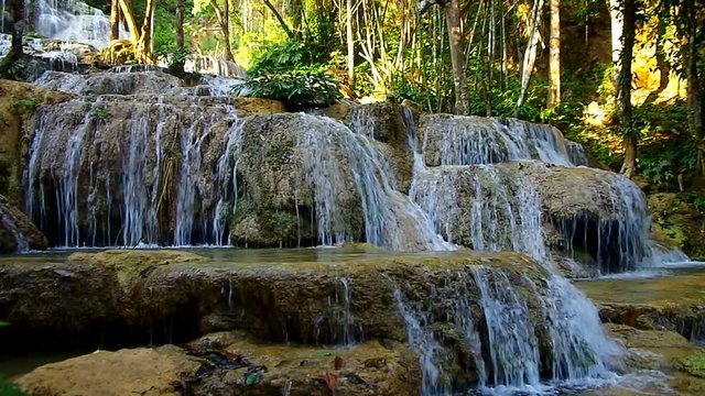 Mae Kae Waterfall Lampang, Thailand under the shade in the late evening