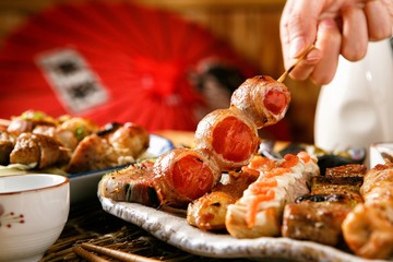 korean style pub food Spicy mix satay