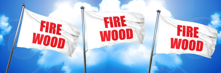 firewood, 3D rendering, triple flags