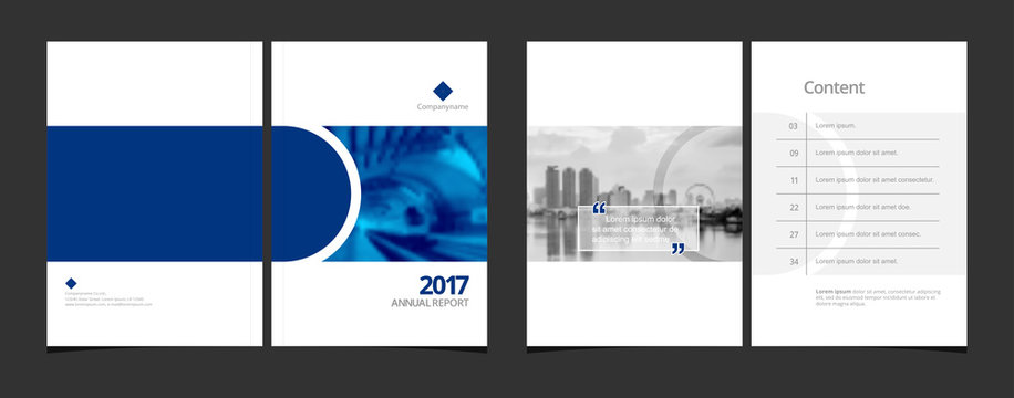 Cover design and content page template for corporate business annual report or catalog, magazine, flyer, booklet, brochure. Size A4 vector EPS-10 sample image with Gradient Mesh.