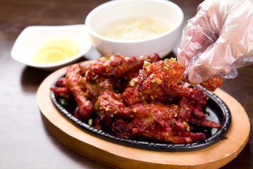dakbal is korean style pub food Spicy chicken feet
