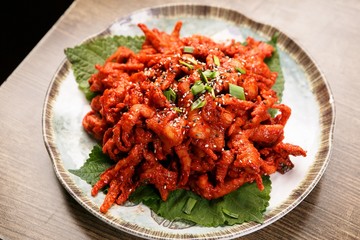 dakbal is korean style pub food Spicy chicken feet
