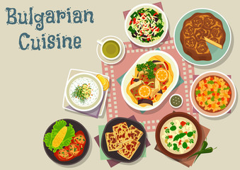 Bulgarian cuisine traditional lunch dishes icon