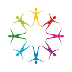 Fototapeta premium color people making a star with their legs, vector illustraction design