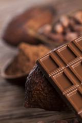 Chocolate sweet, cocoa and food dessert background