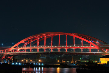 ポートアイランドからの夜景 - 神戸大橋-