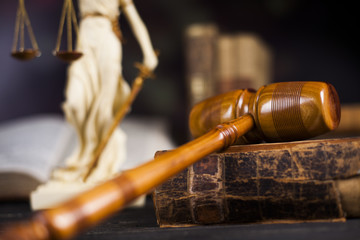 Law wooden gavel barrister, justice concept, legal system concept