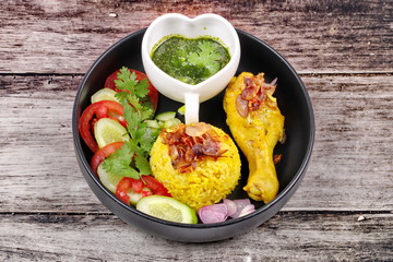 Muslim yellow jasmine rice with chicken,Halal food