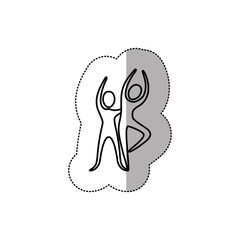 sticker people couple dancing icon, vector illustraction design