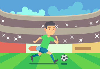 Soccer player running with ball vector illustration