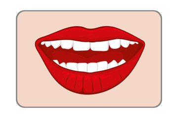 Red smiling womans lips vector illustration