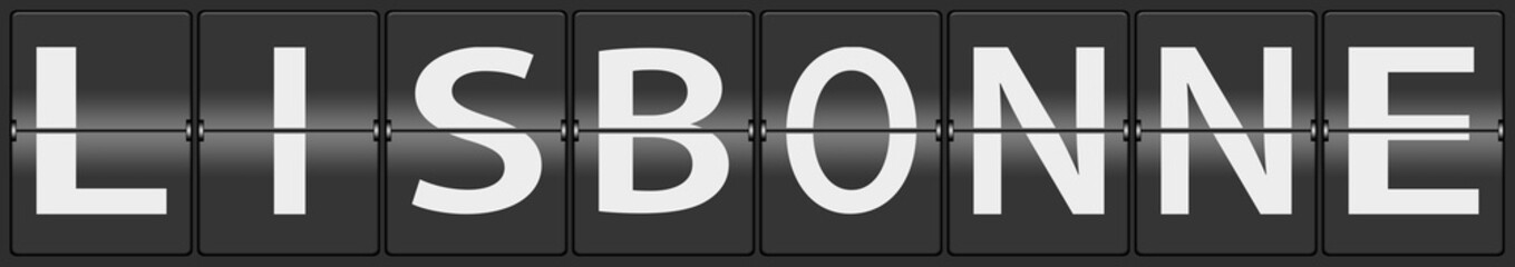 Lisbon on airport flipping panel in french translation