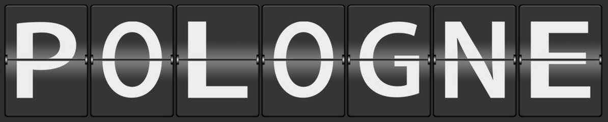 Poland on airport flipping panel in french translation