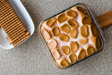 Homemade S'mores Dip / Baked Marshmallow with biscuits or crackers