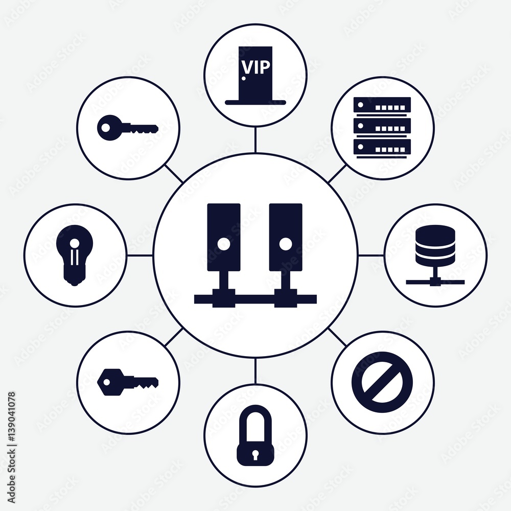 Poster set of 9 access filled icons