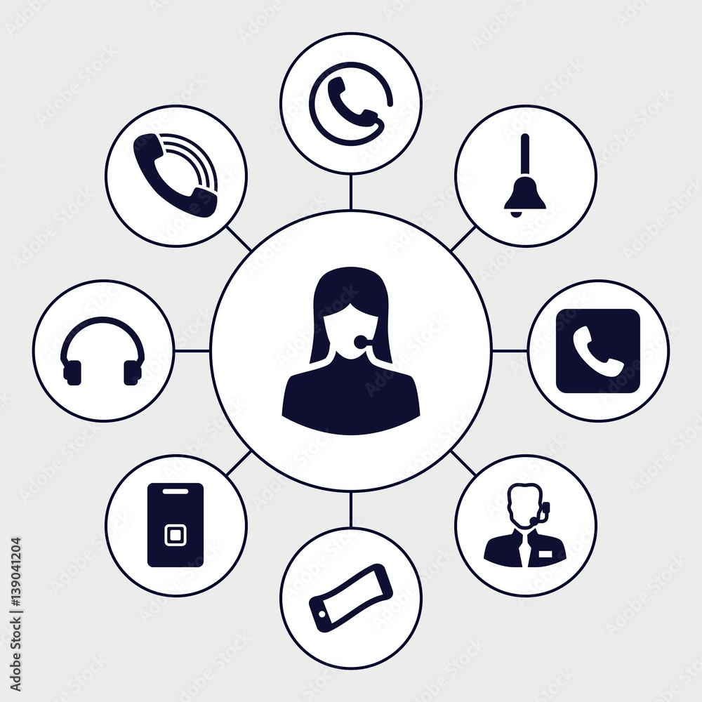 Poster set of 9 call filled icons