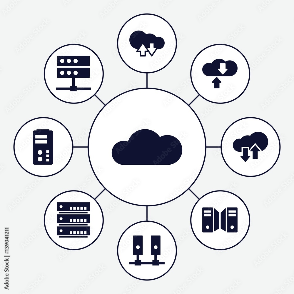 Poster set of 9 hosting filled icons