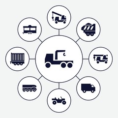 Set of 9 trailer filled icons